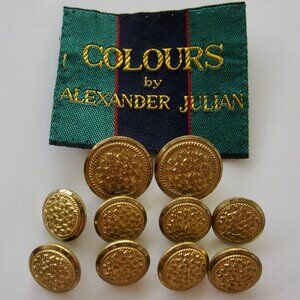 Colours by Alexander Julian Blazer Replacement Buttons Set 10 Textured Gold Tone